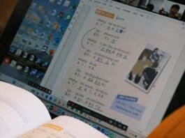 A virtual lesson is taking place on a computer screen.