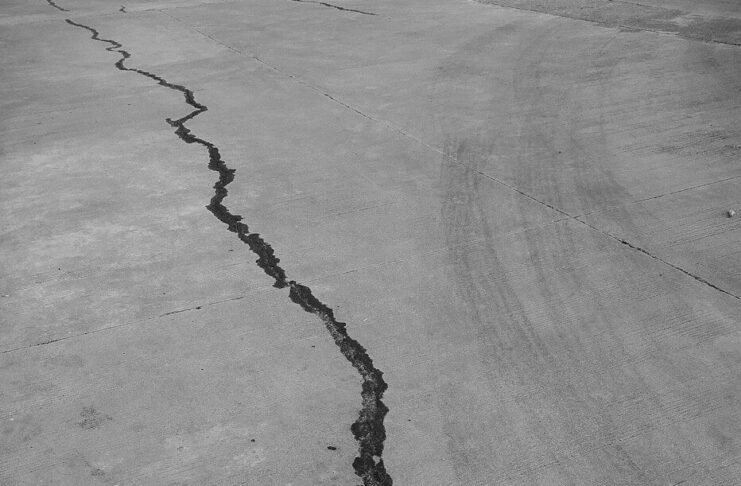grayscale photo of a wooden floor